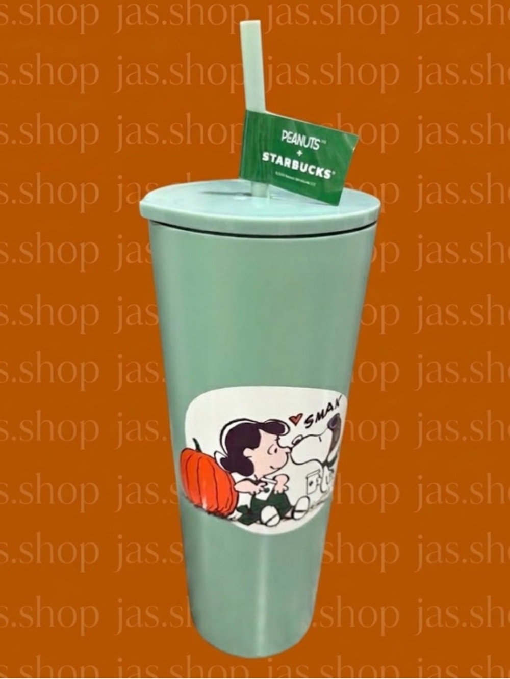 Starbucks Mint Green Peanuts Travel Tumbler with Lid and Straw
